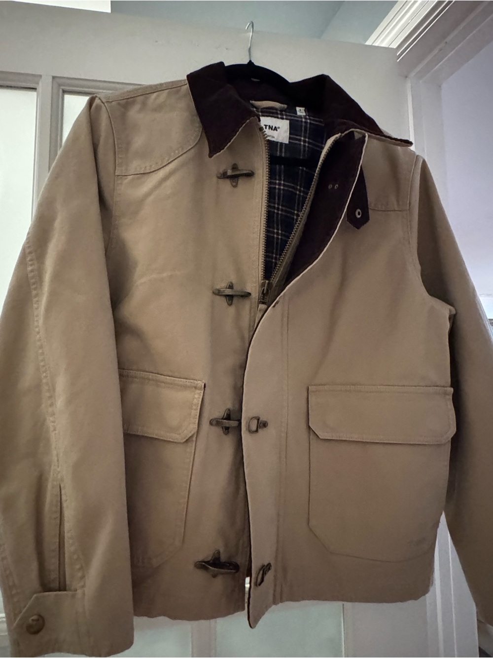 Aritzia Vermont Workwear Jacket with Dark Brown Corderoy Collar
